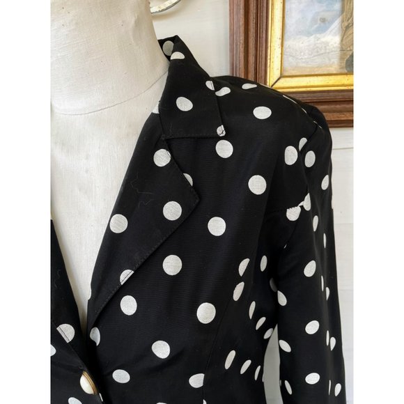 Vintage 1980s Black White Polka Dot Pleated Dress - Picture 7 of 12